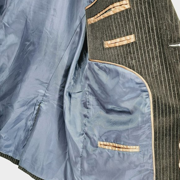 Michael Brandon Blazer Jacket 44 XL Black Corduroy Lined 2 Button Double Vented - Picture 8 of 12